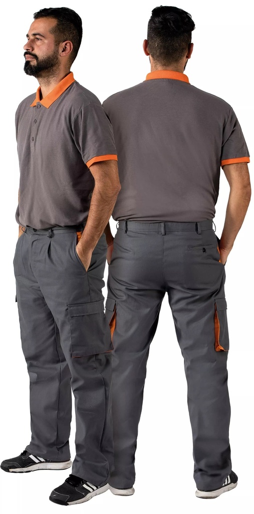 Calças Bicolor T002 para mecânica - Cinza,laranja