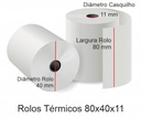 Rolo térmico - Rolos para POS 80x40x11, pack 10 rolos