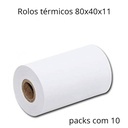 Rolo térmico - Rolos para POS 80x40x11, pack 10 rolos