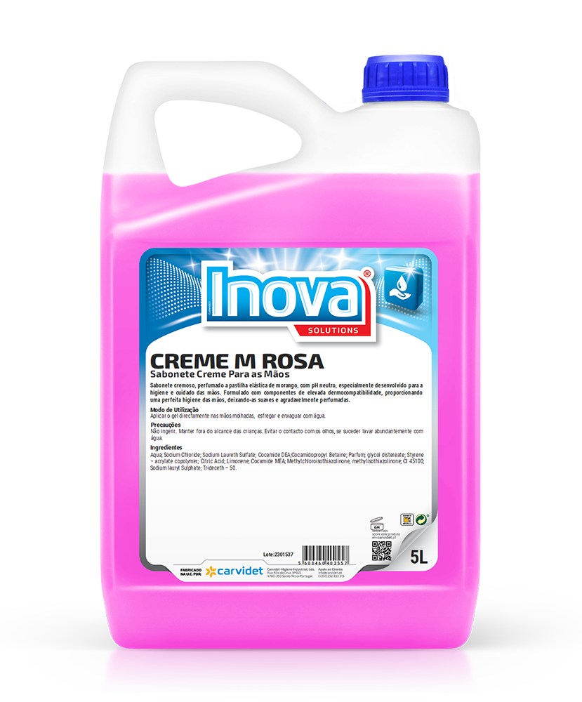 CREME M ROSA – Sabonete creme para as mãos morango, 5 litros - INOVA