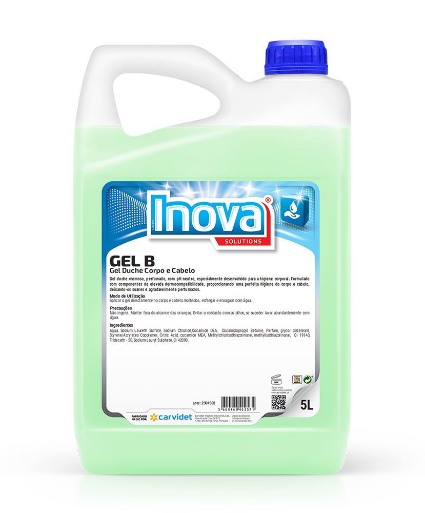 GEL B, 5 litros: Gel de banho corpo e cabelo - INOVA