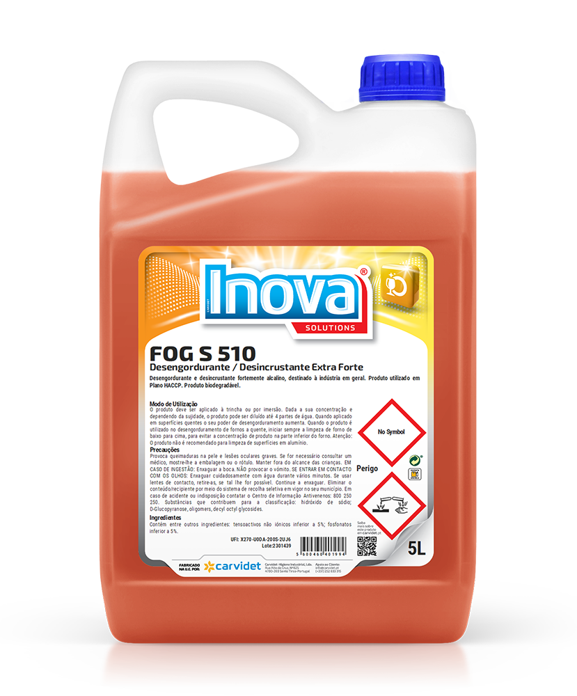 FOG S10, 5 litros: Desengordurante desincrustante extra forte - INOVA