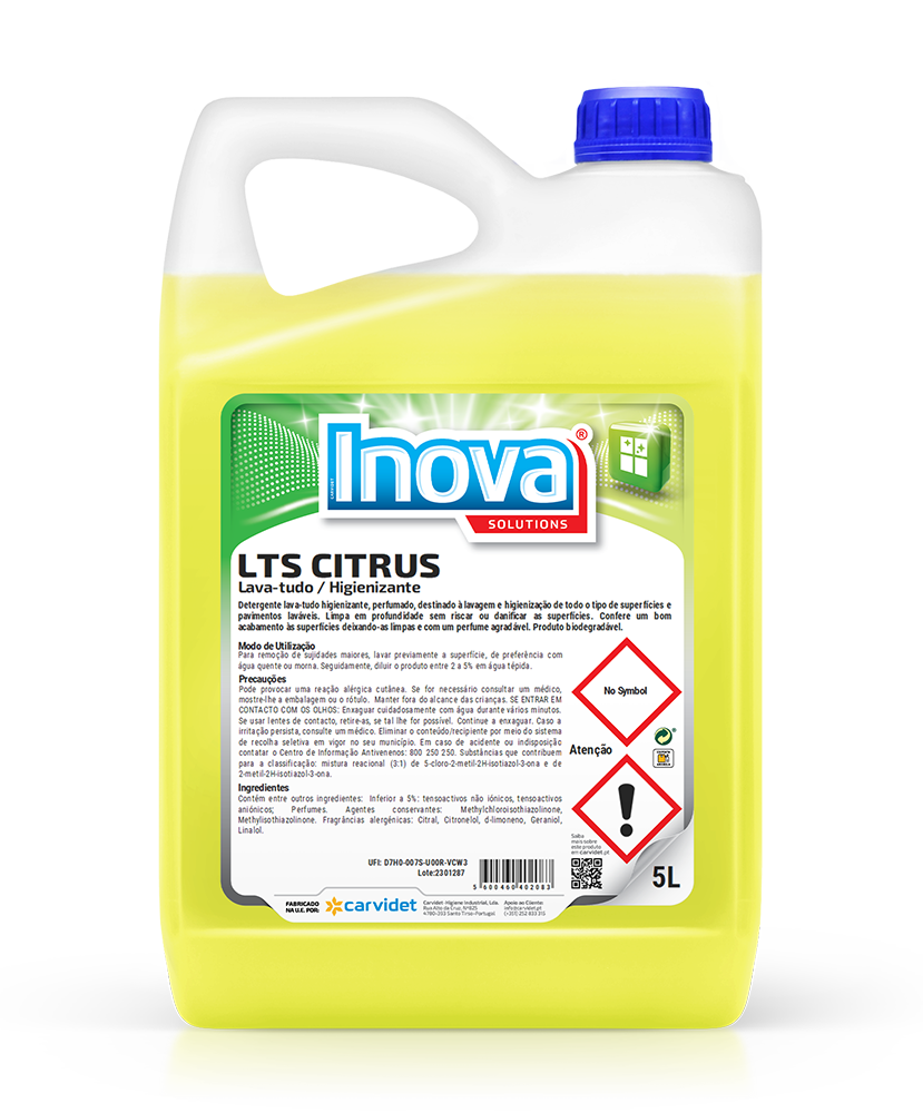 LTS CITRUS EXTRA, 5 litros: Detergente lava tudo higienizante I INOVA