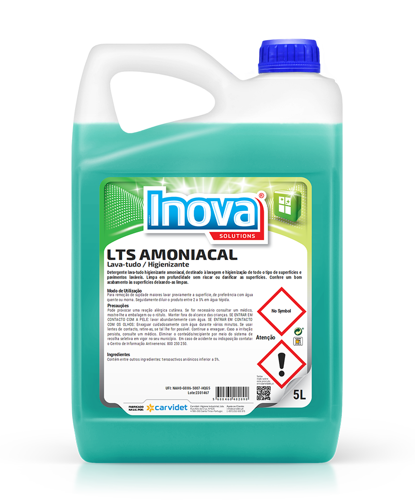 LTS AMONIACAL, 5 litros: Detergente lava tudo higienizante I INOVA