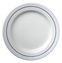 Prato raso, branco com linha azul, 24 cm (Linha Catering)