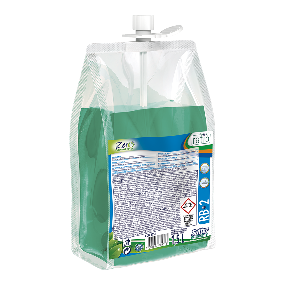 RATIO RB-2, 1500ml: Detergente universal ultraconcentrado para a limpeza de todos os tipos de pavimentos I SUTTER