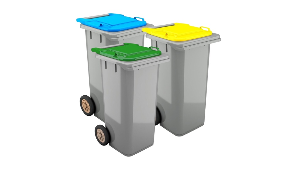 Contentor BIOLOGIC com rodas I tampa cinza e fundo cinza I 555x460x900mm I 120 litros