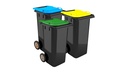 Contentor BIOLOGIC com rodas I tampa verde e fundo preto I 555x460x900mm I 120 litros