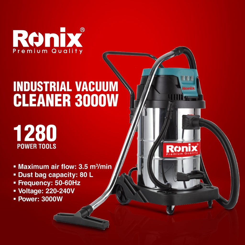 Aspirador indústrial I 80 litros I 3000W I modelo 1280 I RONIX