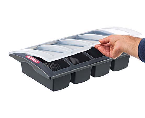 Porta-talheres + Tampa Antracita I 10 x 32,5 x 53 cm I ARAVEN