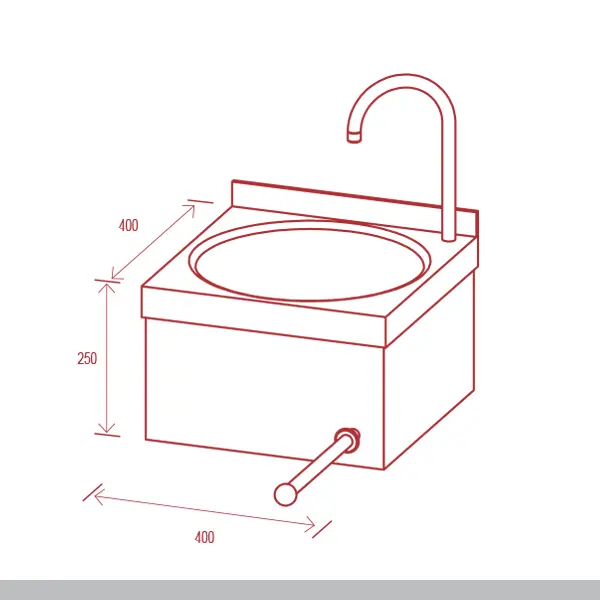 Lava mãos em inox de joelho com misturadora I Modelo: PL40QF250