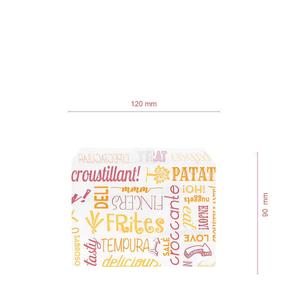 Saco papel pergaminho anti-gordura batata frita I medida: 12x9 cm I caixa de 8000 folhas I pack 1000 folhas