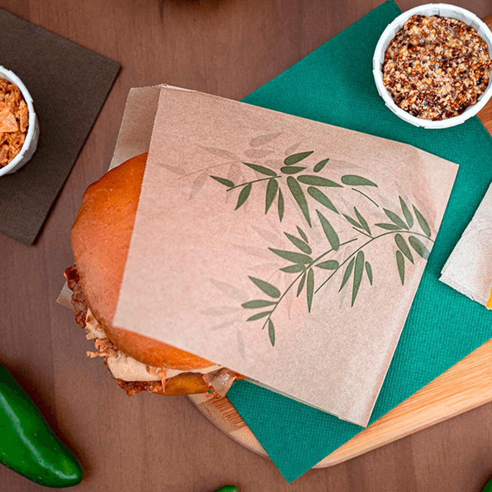 Saco papel pergaminho anti-gordura I medida: 13x14 cm I caixa de 6000 folhas I pack 1000 folhas