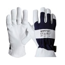 Luva em poliéster e pele de cabra I pack 12 unid  cx de 120 pares I modelo: MICHINGAN I SAFETOP