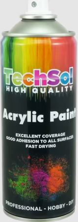 Spray esmalte acrílico multiusos, 400 ml I Cor: preto brilhante I Caixa de 6 unidades I Tinta de secagem rápida e flexivel resistente aos raios UV I TECH