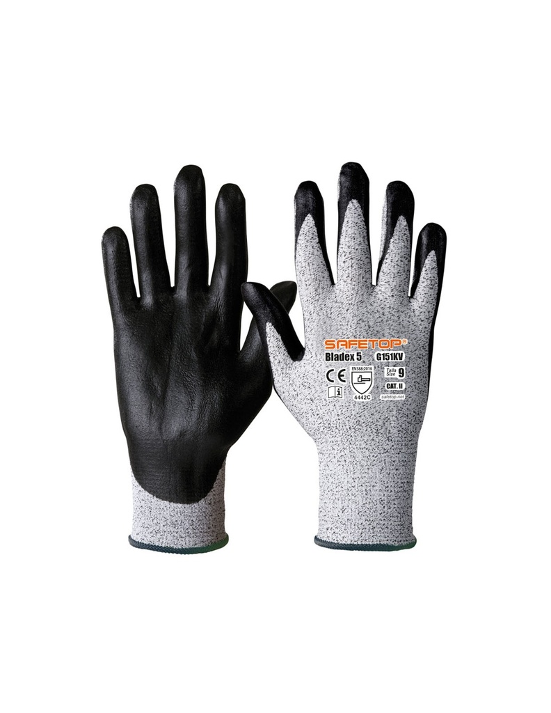 Luva anticorte C de nitrilo  I pack 12 unid cx 120 pares I modelo: BLADEX 5 I SAFETOP