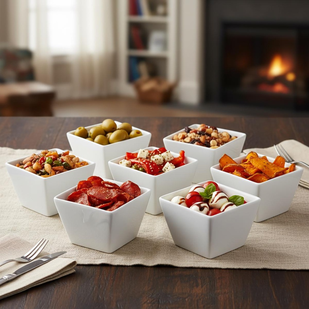 Tigela quadrara em porcelana I medida: 7,5x7,5cm I Linha CHEF - QUID