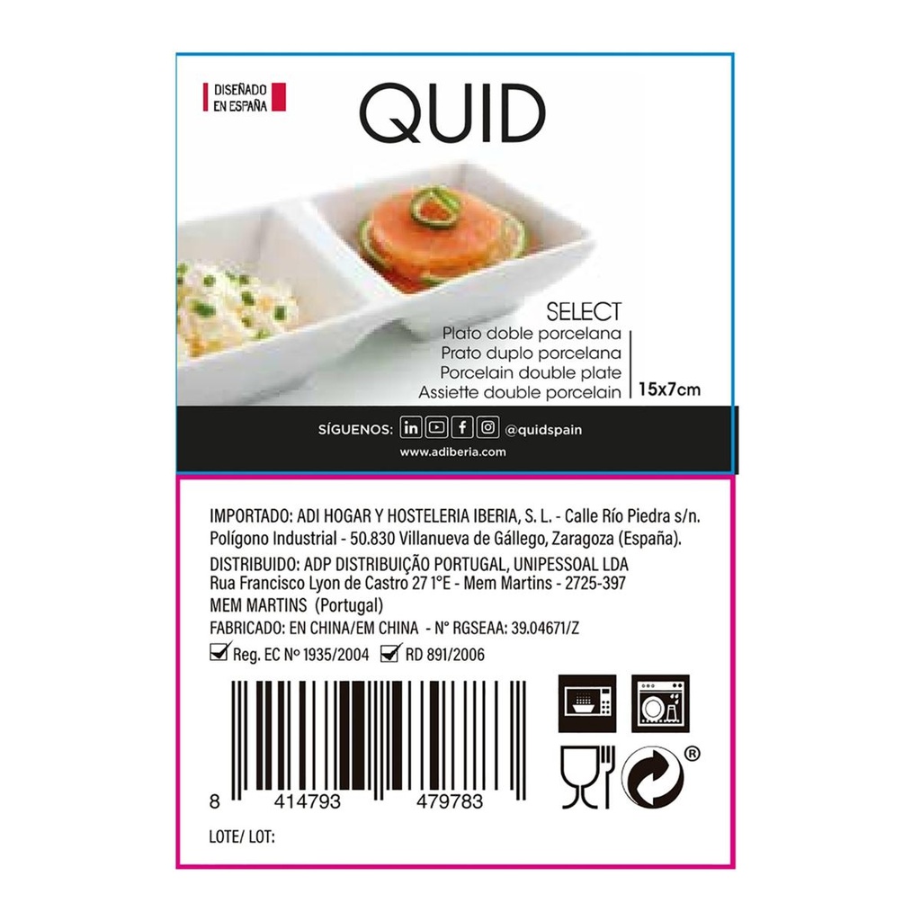 Prato duplo em porcelana I medida: 15x7 cm I Linha: SELECT - QUID