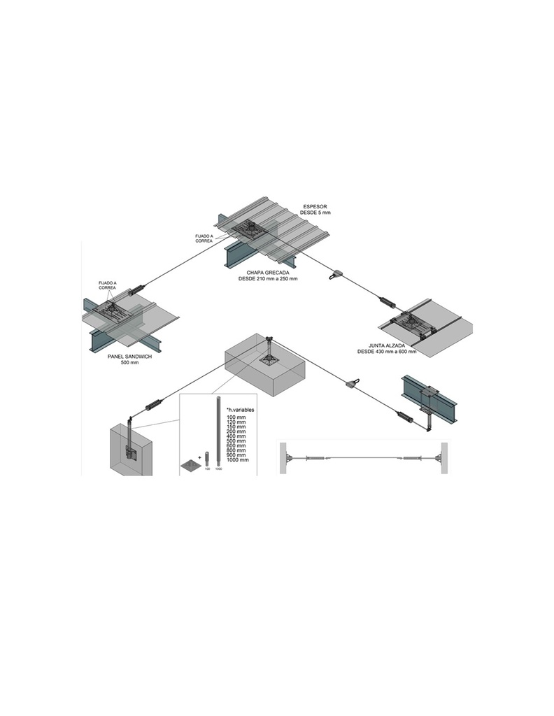 Kit linha de vida cabo auto- instalável p/ chapa de 30 m  I SAFETOP