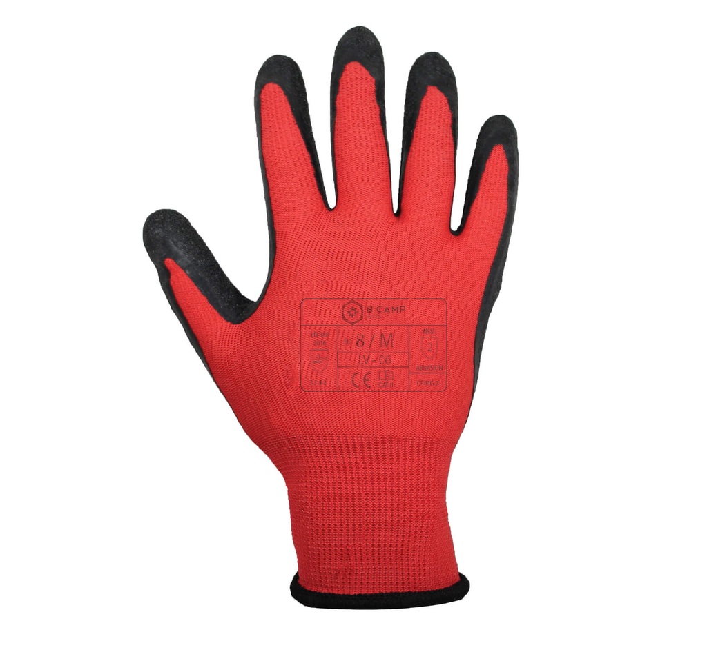 [TAGI009908-LV06] Luvas de suporte poliéster forrada a latex rugoso preto, modelo LV-06 - Tamanho 6 (XS) (cópia)