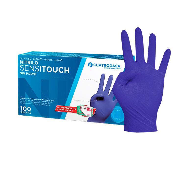 Luvas de Nitrilo Cuatrogasa Sensitouch Azul, 3,5g - Tamanho S