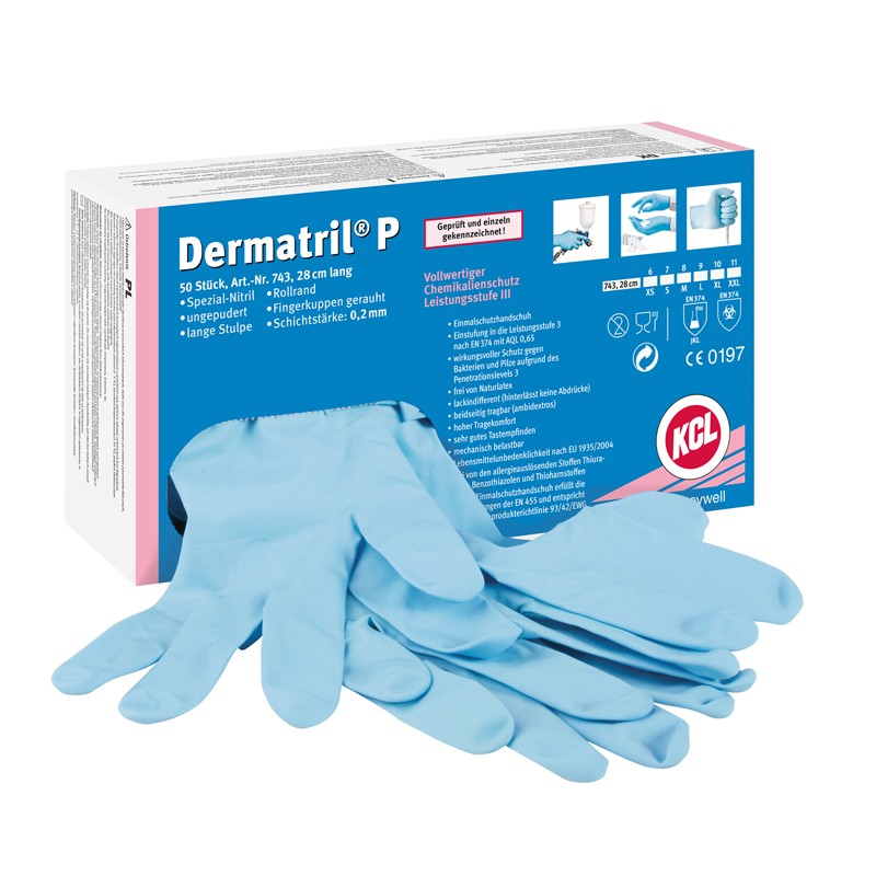 Luva nitrilo 29cm I pack 1 pack 50 unid I modelo: DERMATRIL I SAFETOP