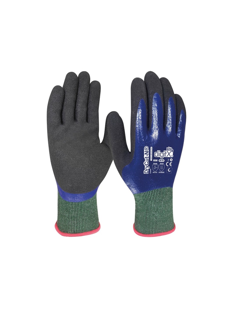 Luva de nirilo totalmente revestida impermeável I 12 pares 144 cx   I modelo: DRYCUT-N I SAFETOP