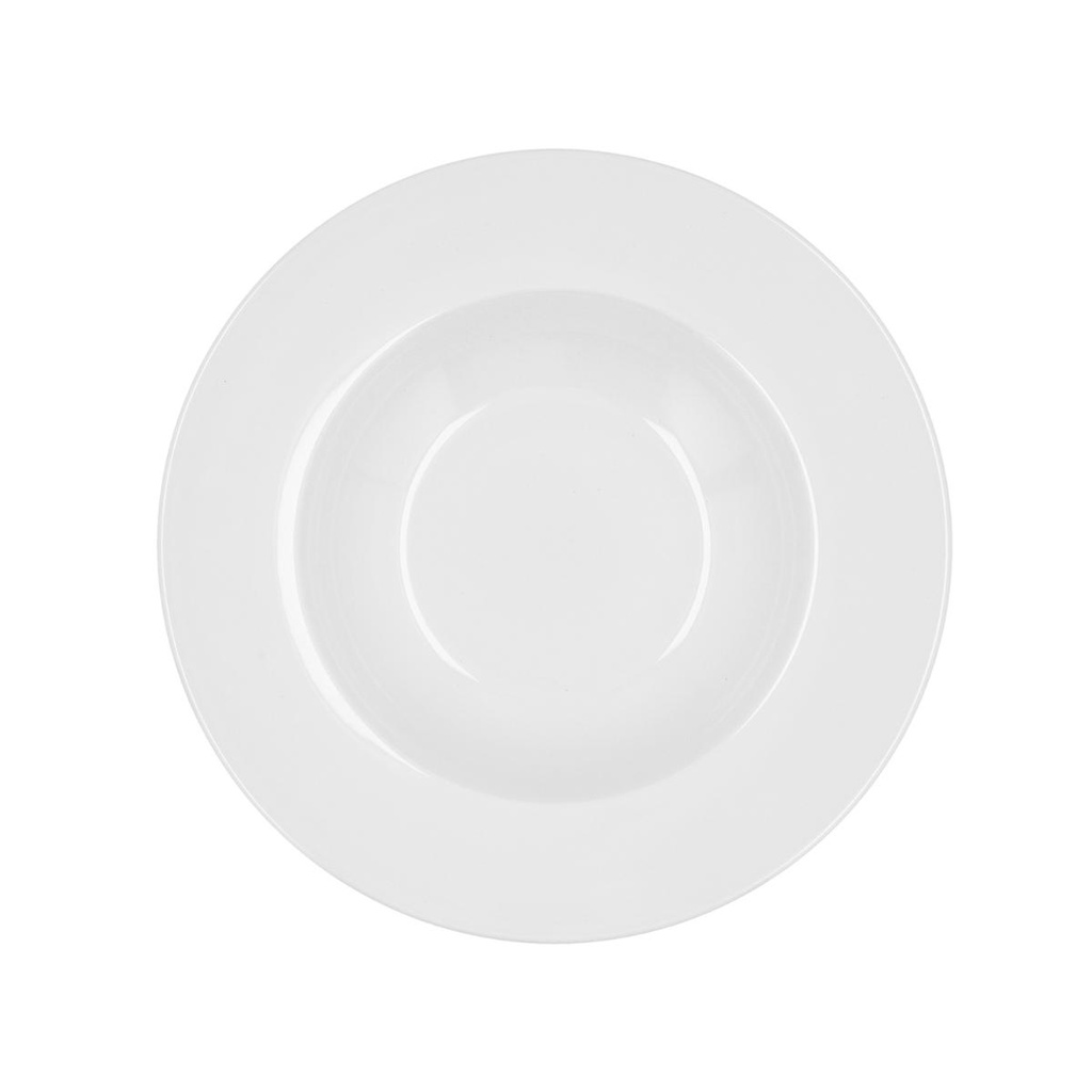 Prato de sopa 23,5cm em porcelana, Linha GLACIAL Aba larga - BIDASOA