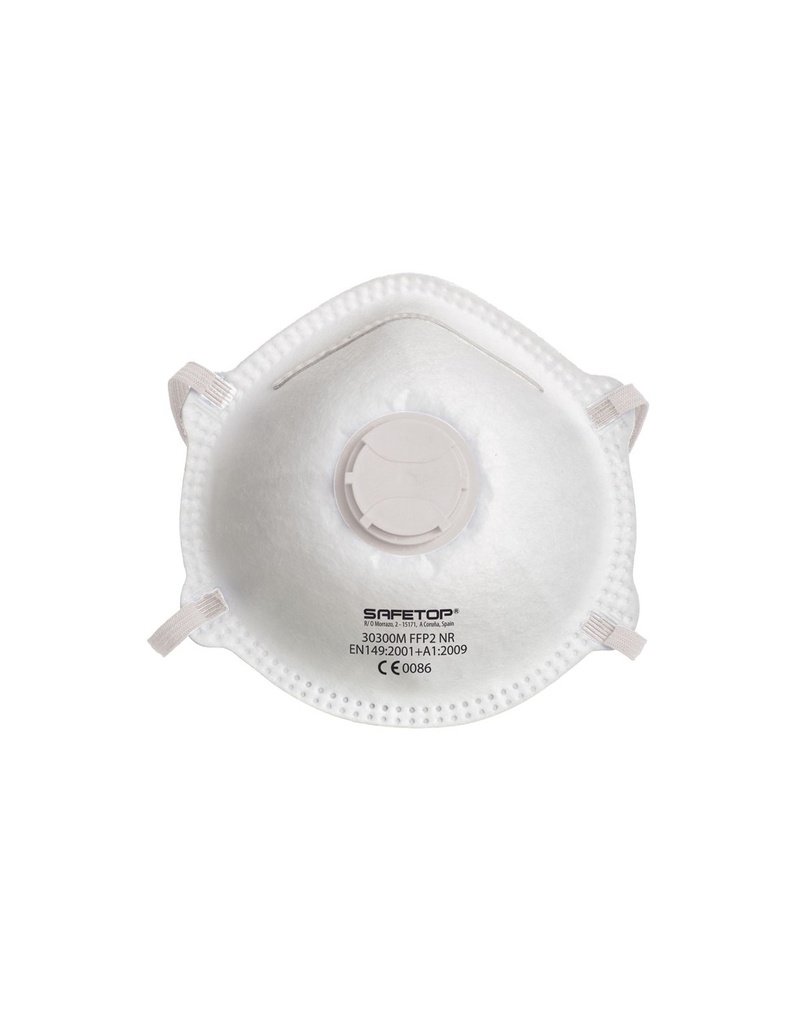Máscara pré moldada com válvula sem grampos FFP2 refª 30300M I pack 12 unid I SAFETOP