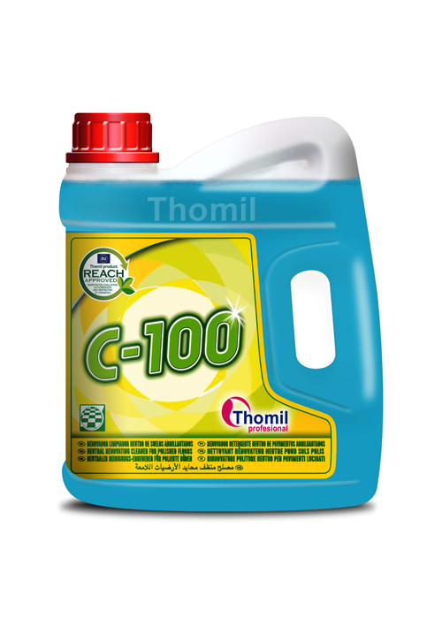 C-100, 4 litros:  Renovador detergente neutro de pavimentos abrilhantados I THOMIL