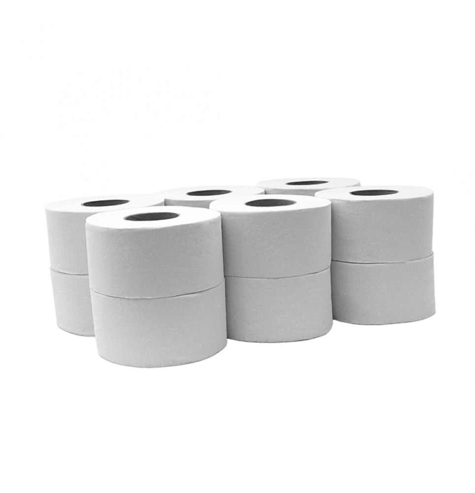 Papel higiénico indústrial Jumbo, 2 folhas, 900s, 180 mts,  pack 12 rolos