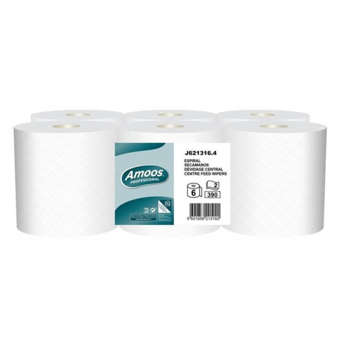 Rolo papel Chaminé Espiral, 2 Folhas, 360 serviços, 90 metros, pack 6 rolos