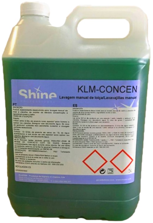 KLM - Concen I Consern Dish, 5 litros - Detergente concentrado para lavagem manual de loiça - Limão