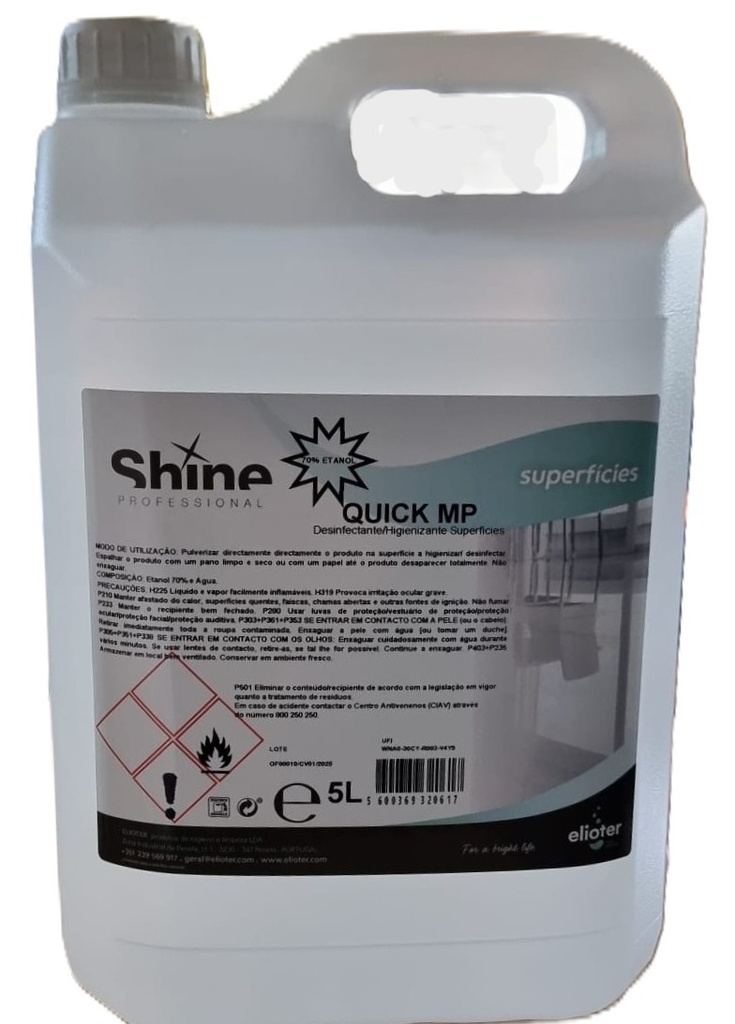 Quick MP - Desinfetante de superfícies (base alcoólica), 5 litros