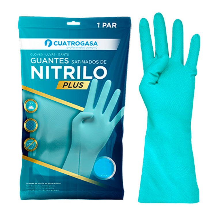 Luvas Individuais em Nitrilo Satinado Plus, Azuis