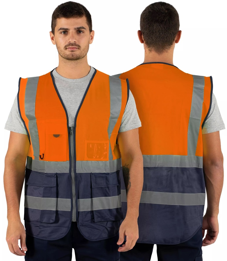 Colete refletor multibolsos com fecho frontal, modelo CL-03