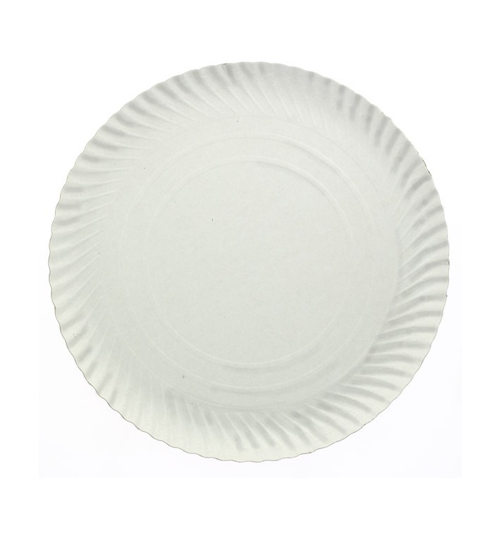 Prato em cartão branco, 1000 gramas, n° 4 23cm, pack 50 unidades