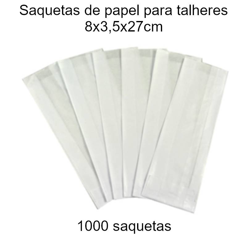 Saco de Papel Branco S001 Talher 27x18x3,5 (A x L x F: cm), Caixa de 1000 uni