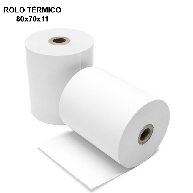 Rolos de papel para registadoras I Rolo Térmico - 80x70x11 I Caixa de 50 rolos I pack 10 rolos (preço por rolo)