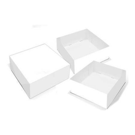 Caixa em papel Branco P20 para bolos – 20x20x7 (cm), caixa de 100 unidades ECOVALOR incluído