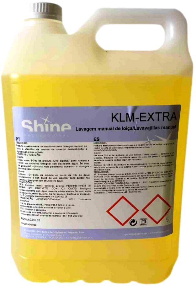 KLM-Extra, 20 litros: Detergente higienizante super concentrado para lavagem manual de loiça