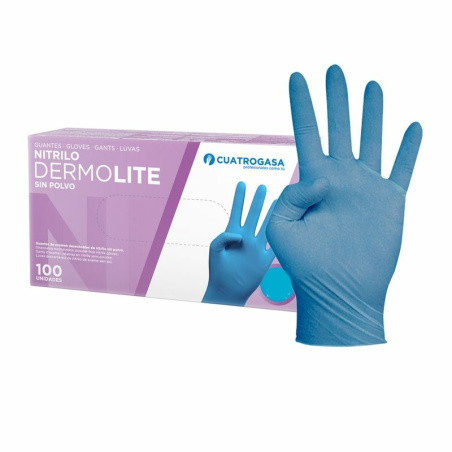 [LNP001010-P446] Luvas de Nitrilo Cuatrogasa Dermolite Azul 3,5g - Tamanho XS (Pack 100)