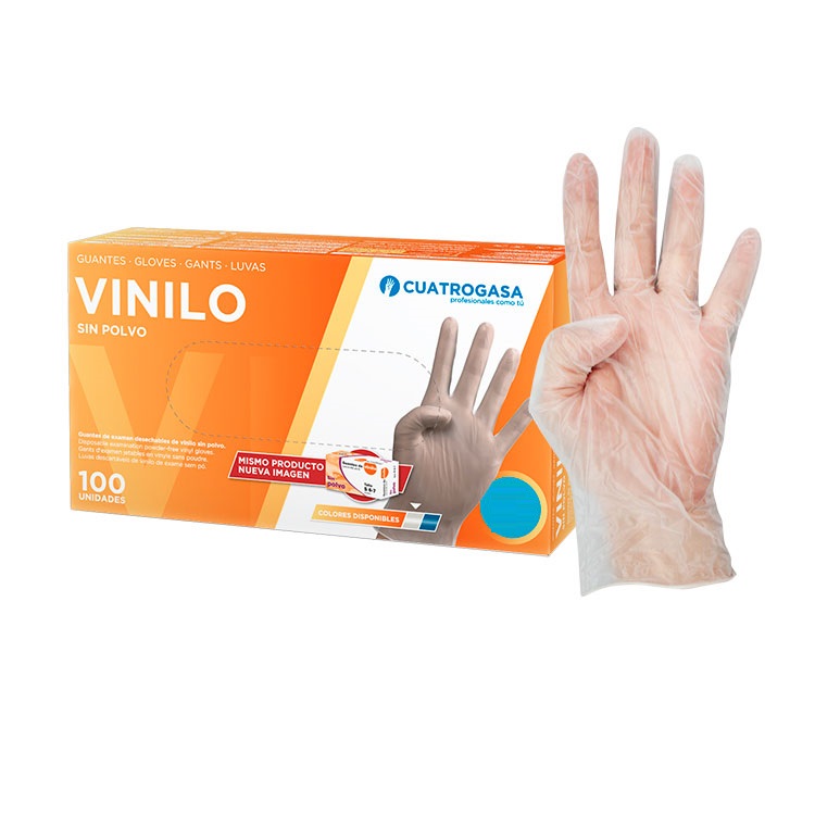 Luvas de Vinil Cuatrogasa sem pó transparente - Tamanho L (Pack 100) (cópia)