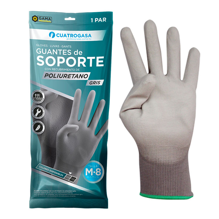 Luvas de suporte em mylon impregnadas de poliuletano, cinza. (100% Nylon) - Tamanho S I 7 (cópia)