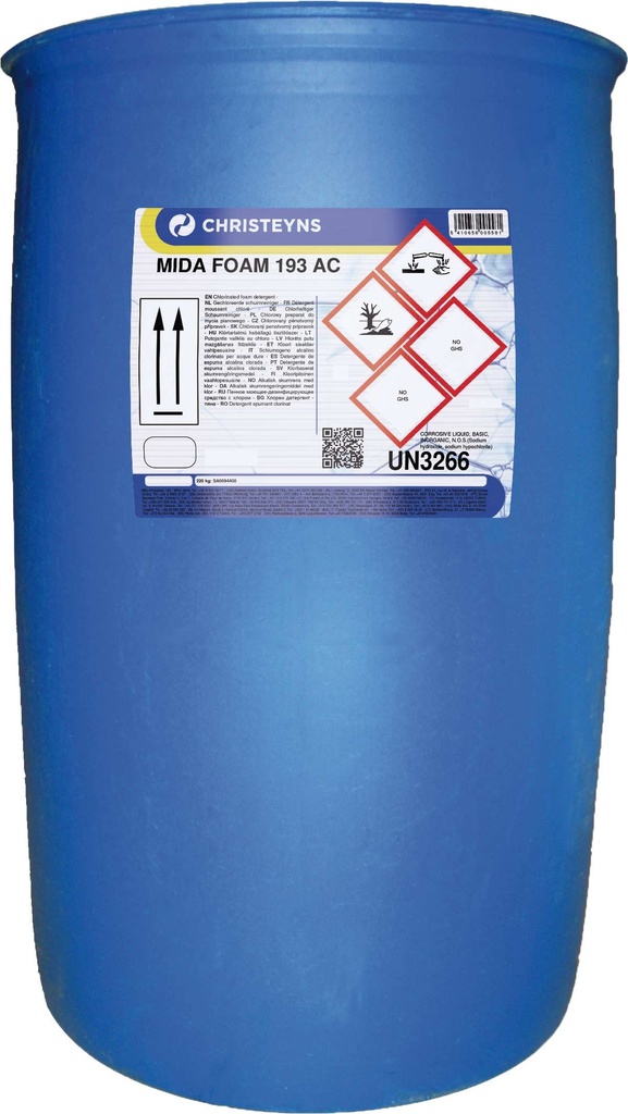 MIDA FOAM 193, 220 kg - OPC - Detergente Biocida clorado alcalino para espuma de aplicação por espuma ou manual para áreas alimentares (DGAV) ACM: nº231/00/16NBVPT