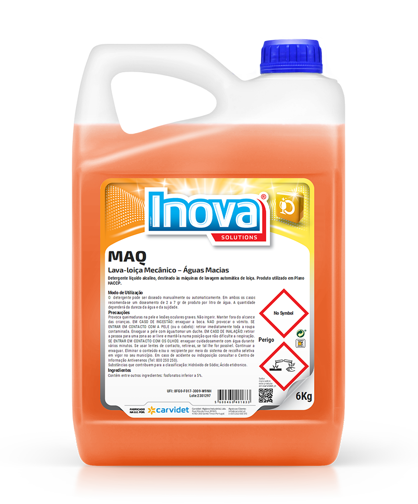 MAQ, 5 litros: Detergente para lavagem automática de loiça - Águas macias I INOVA (cópia)