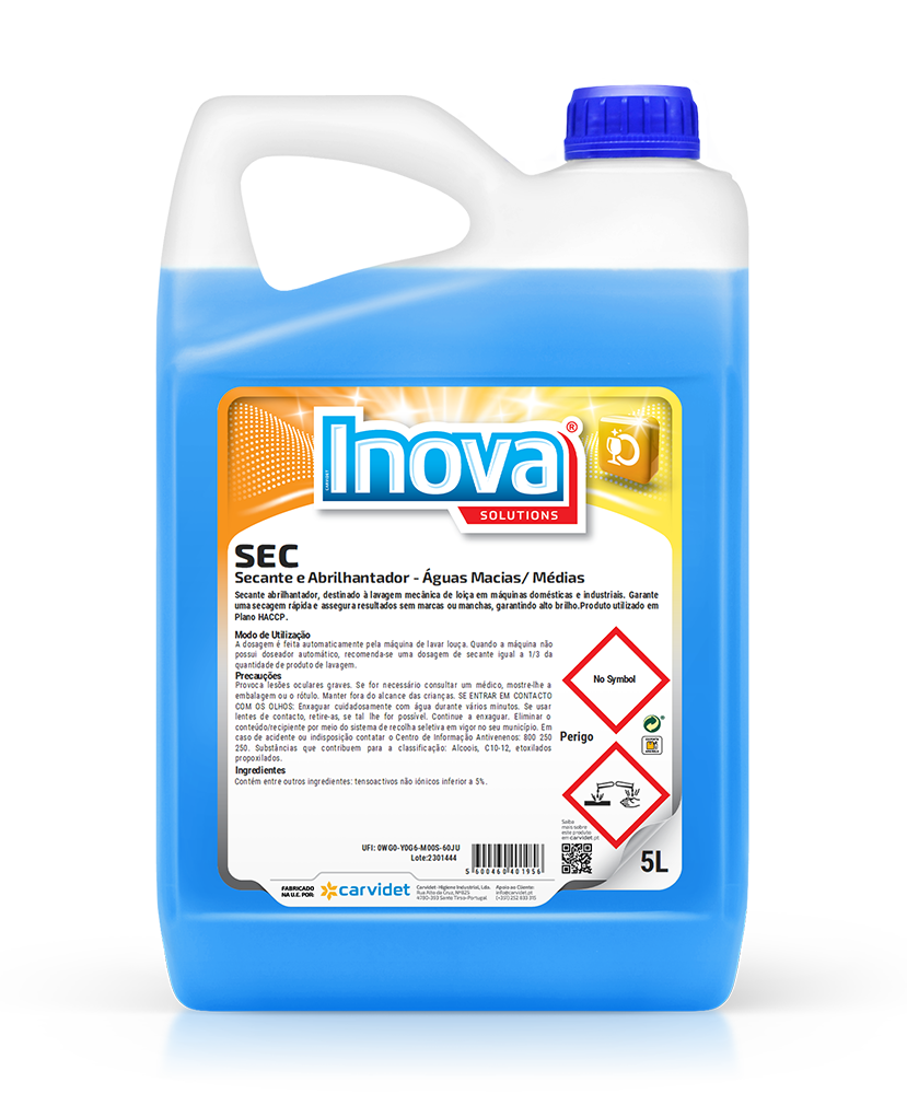 SEC, 5 litros: Secante abrilhantador para lavagem automática de loiça - Águas macias médias I INOVA (cópia) (cópia)