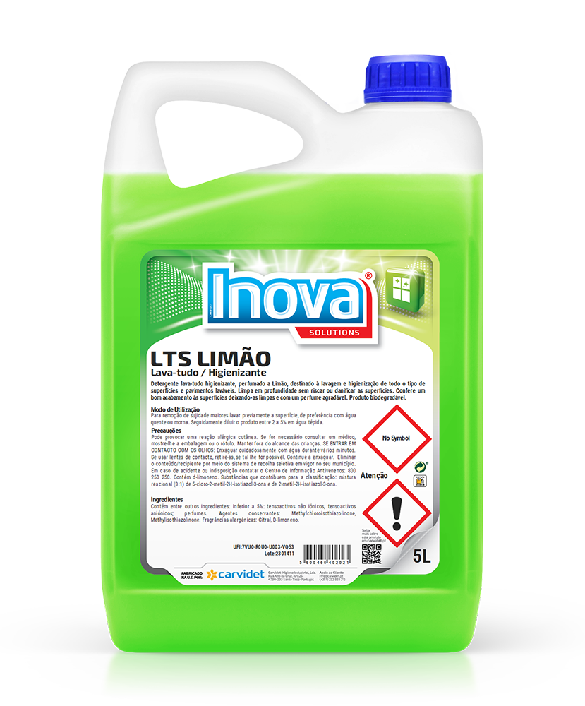 LTS LIMÃO, 5 litros: Detergente lava tudo higienizante I INOVA