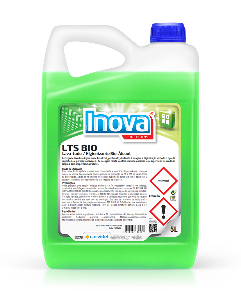 LTS BIO, 5 litros: Detergente lava tudo higienizante secagem rápida INOVA