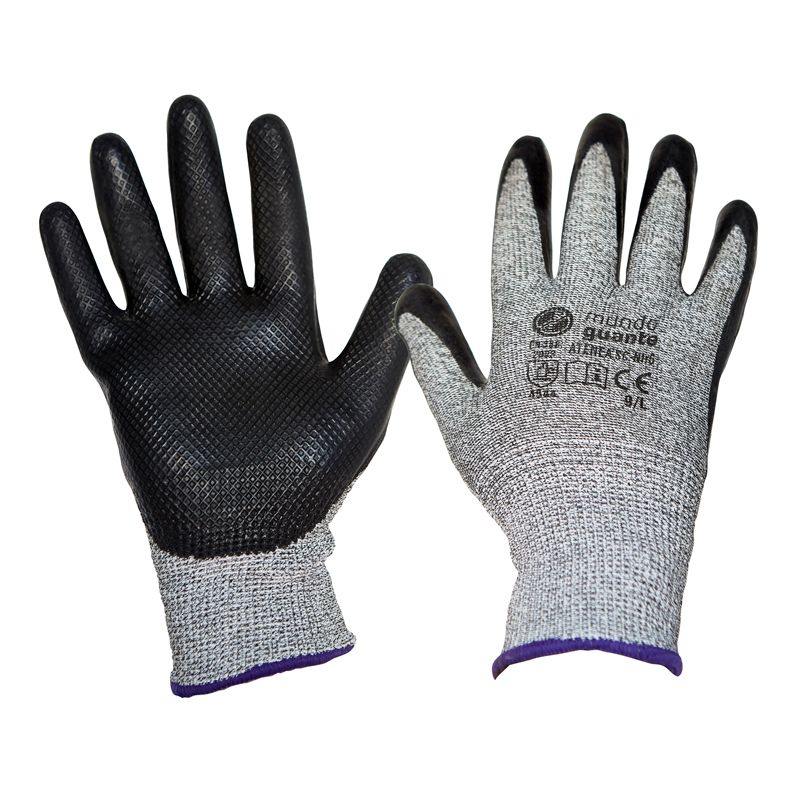Luvas anticorte forrada a nitrilo preto, modelo ATENEA - Tamanho 10 (XL) (cópia)